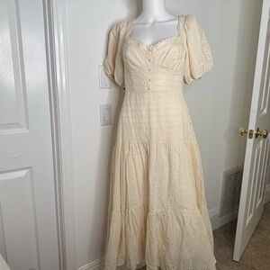 NWT - ASTR Cream Eyelet Dress with puff sleeves